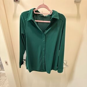 L Adrianna Papell Green Button-Down Shirt
